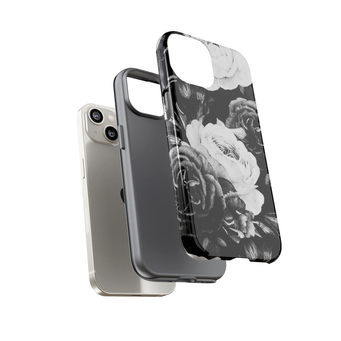 Black and White Floral Tough Phone Case
