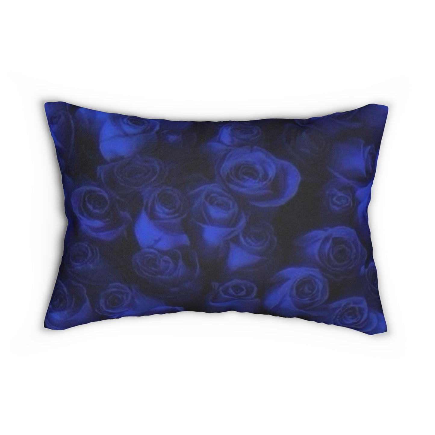 Dark Blue Roses Lumbar Pillow