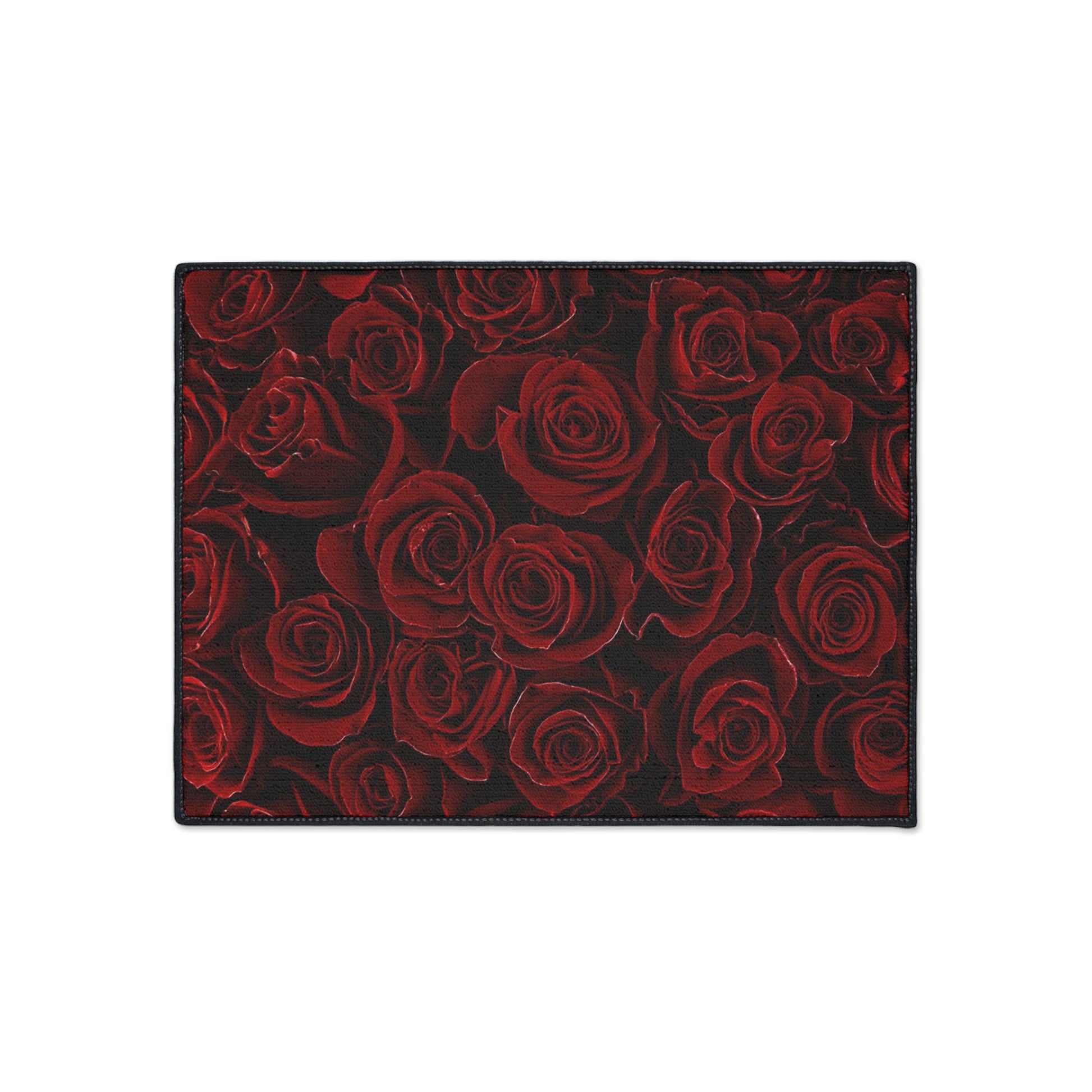 Heavy Duty Floral Floor Mat Red Roses | Durable Non-Slip Rug for Home