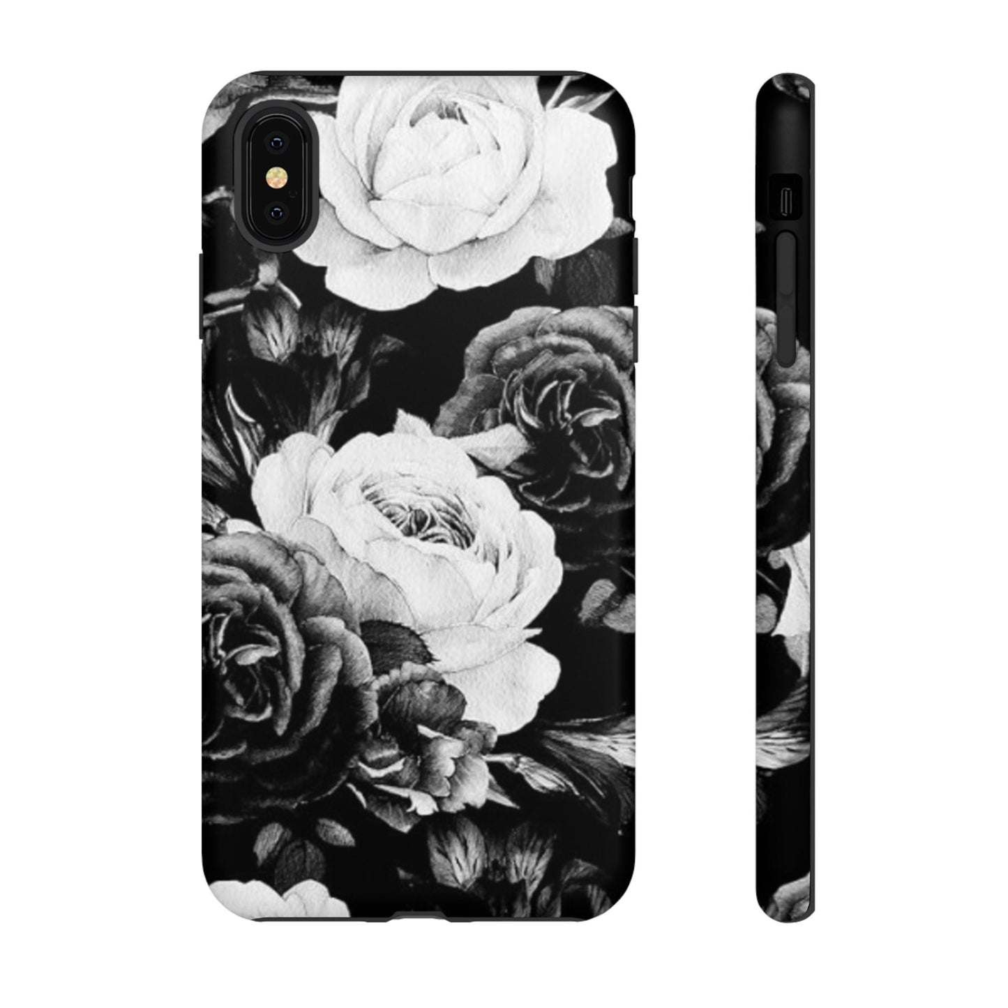 Black and White Floral Tough Phone Case