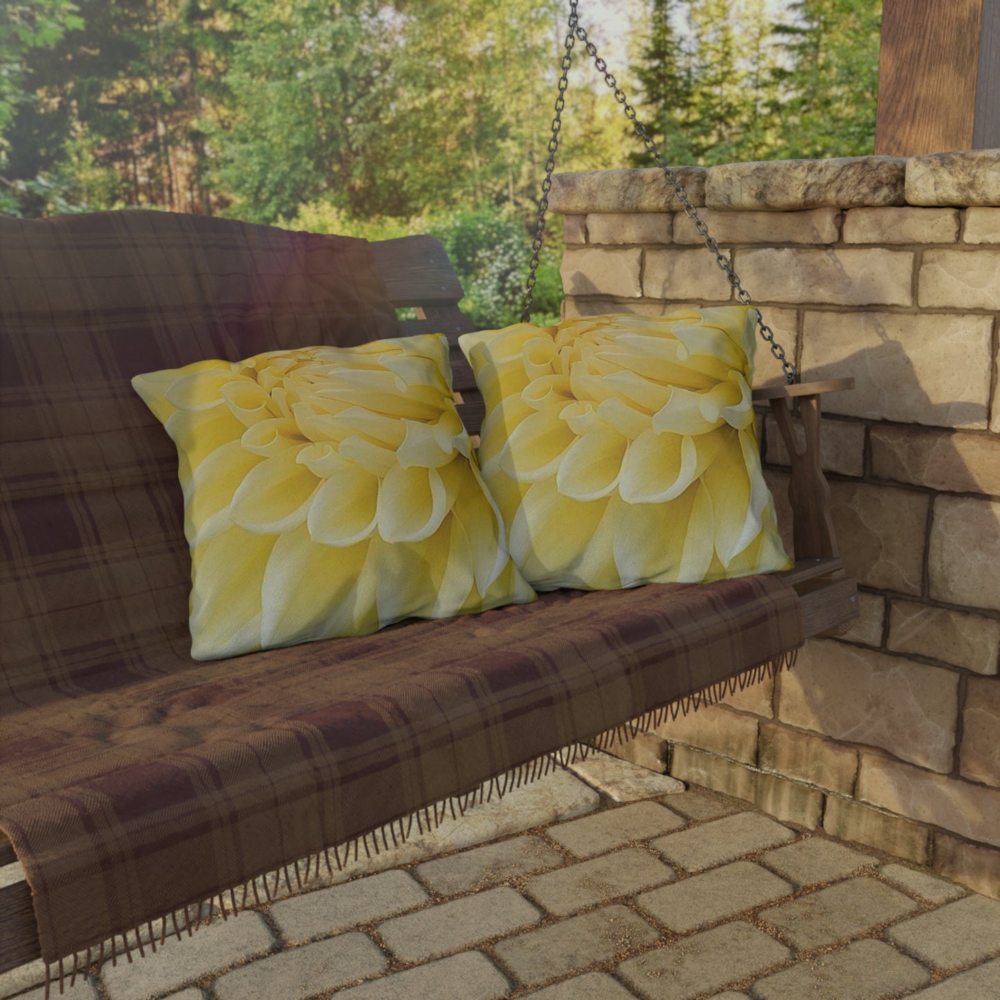 Yellow Dahlia Outdoor Pillow