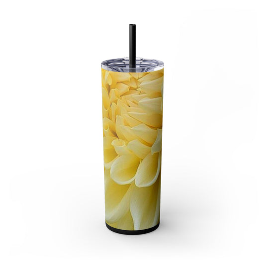 Yellow Dahlia Skinny Tumbler with Straw, 20oz