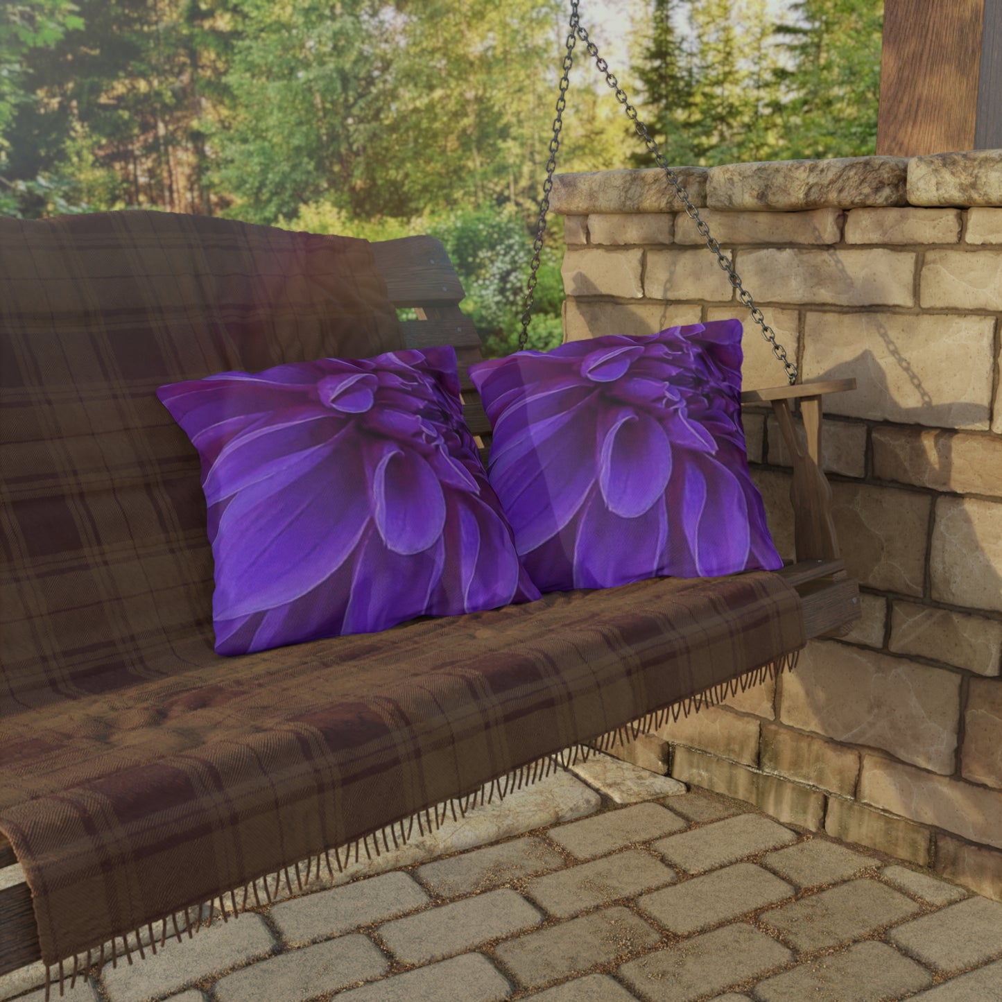 Purple Dahlia Outdoor Pillow