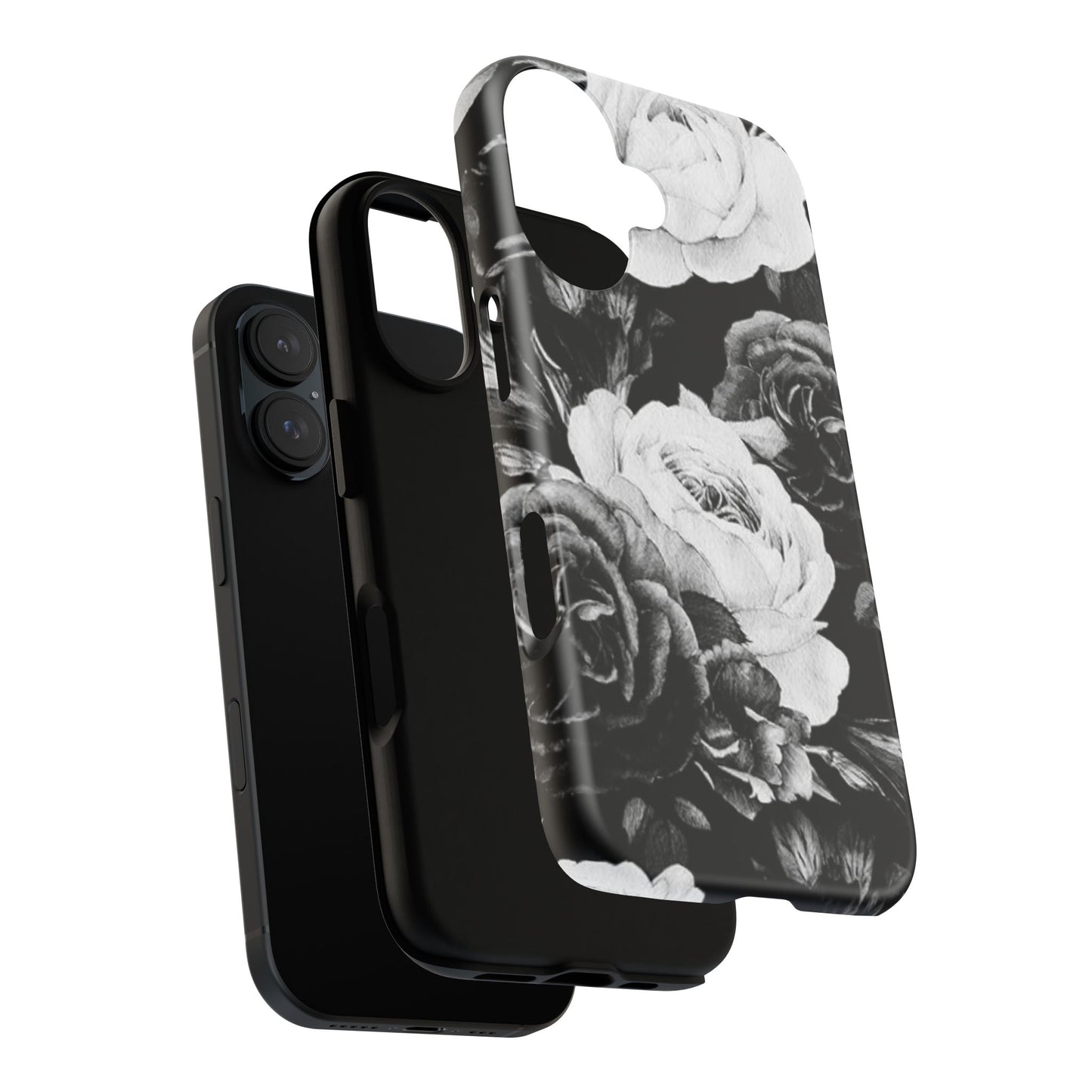 Black and White Floral Tough Phone Case