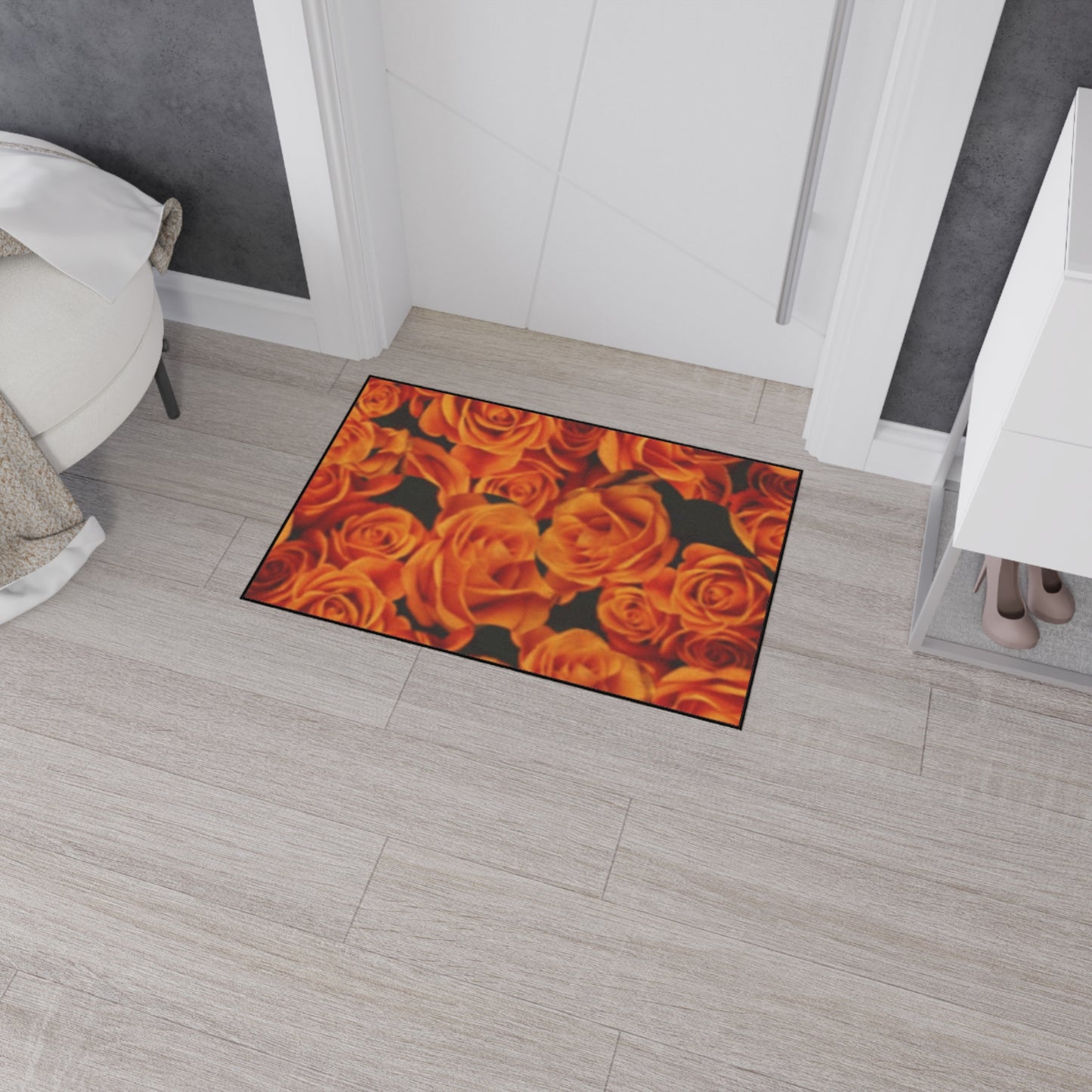 Orange Roses Heavy Duty Floor Mat