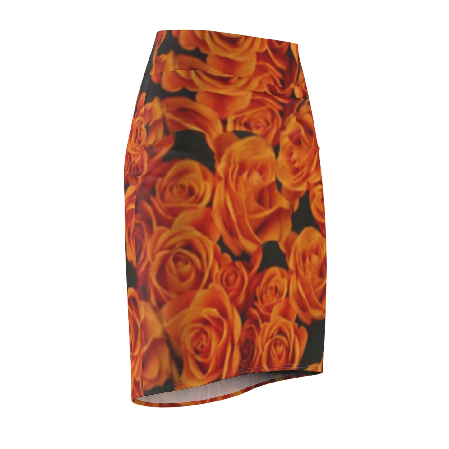 Orange Roses Floral Design Women's Pencil Skirt