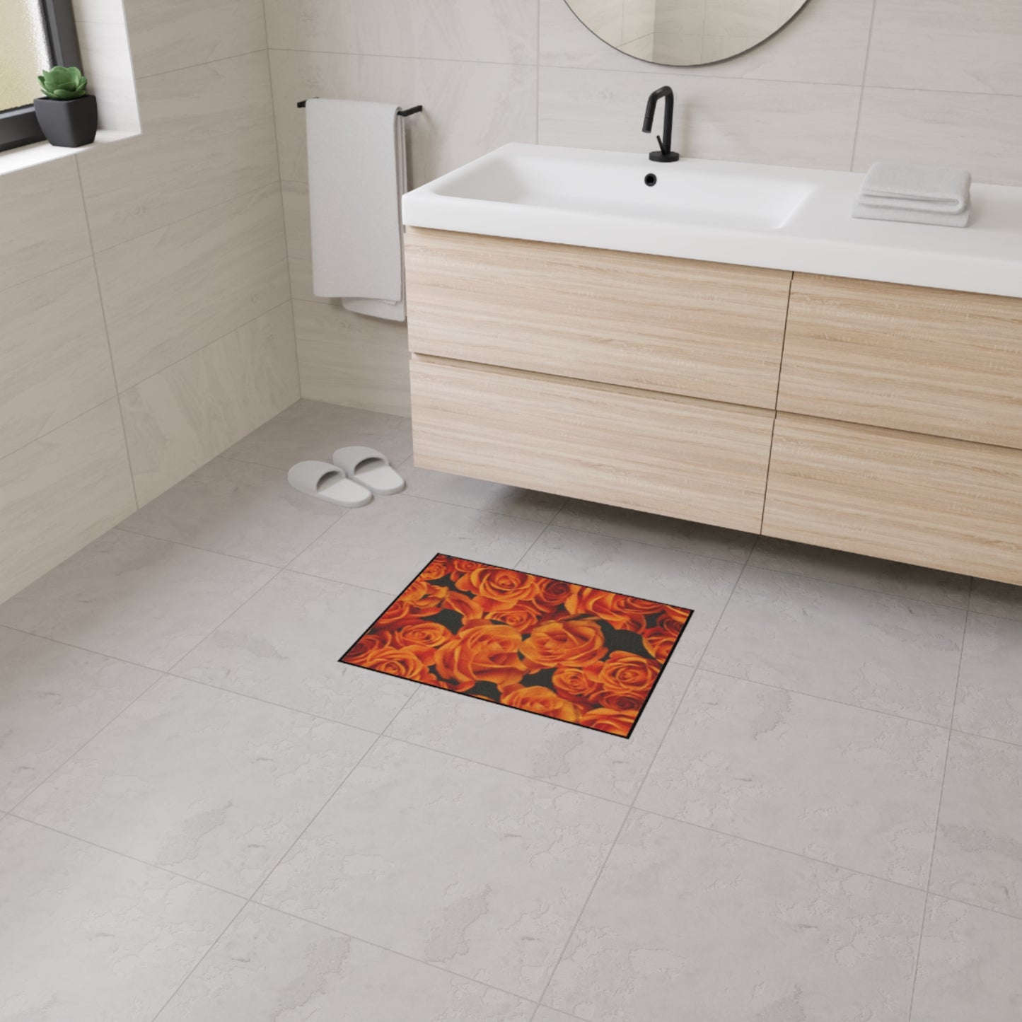 Orange Roses Heavy Duty Floor Mat