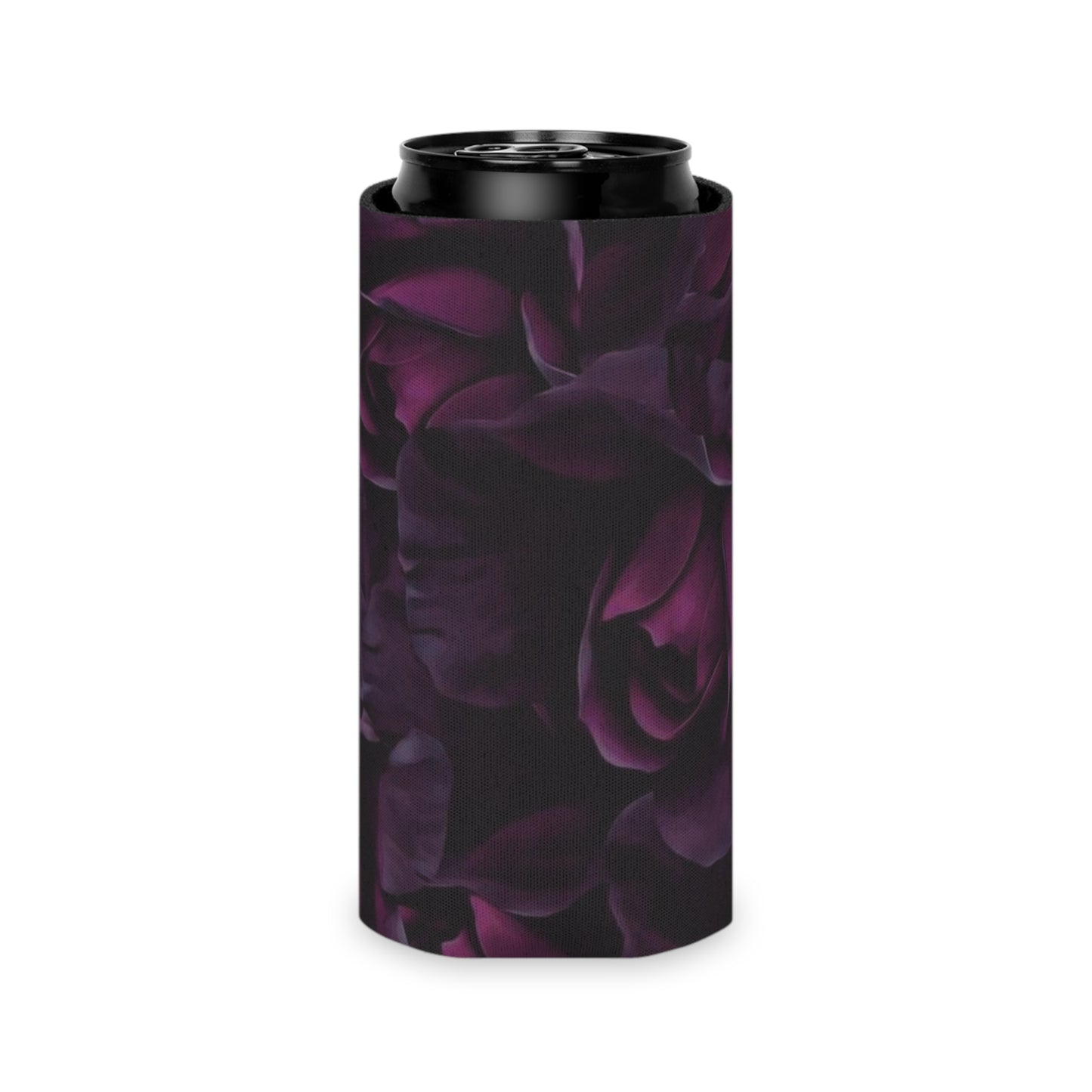 Dark Purple Floral Can Cooler