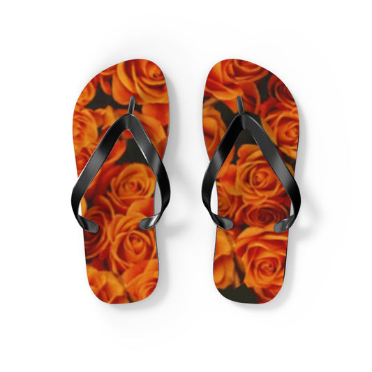 Orange Roses Flip Flops