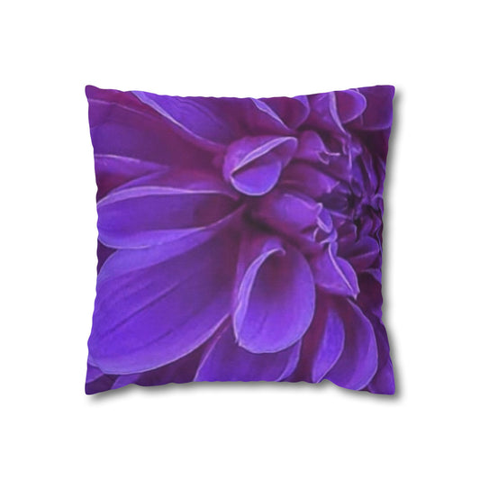 Purple Dahlia Floral Square Pillowcase