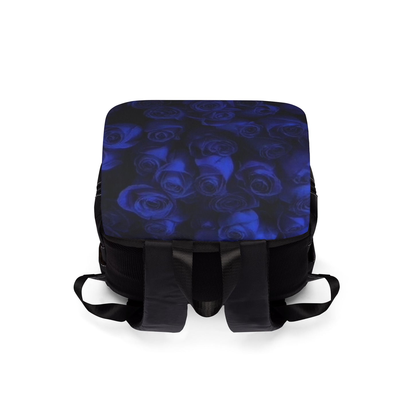 Dark Blue Roses Flap Backpack