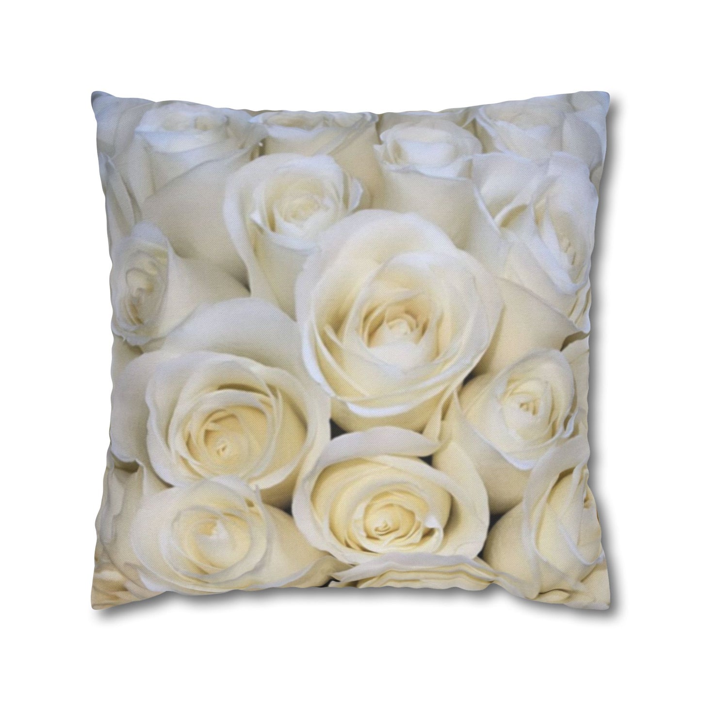 White Roses Floral Square Pillowcase

