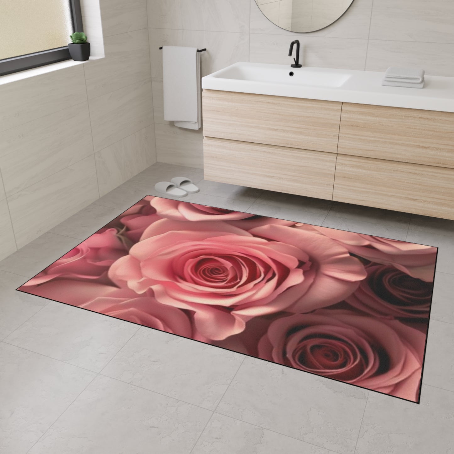 Pink Roses Heavy Duty Floor Mat