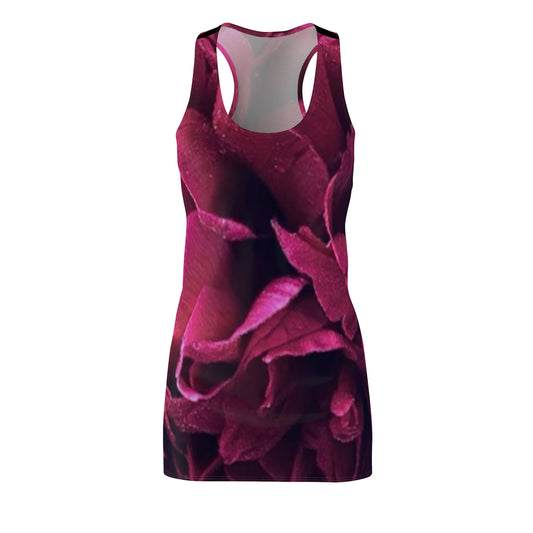 Magenta All Over Floral Design Racerback Dress