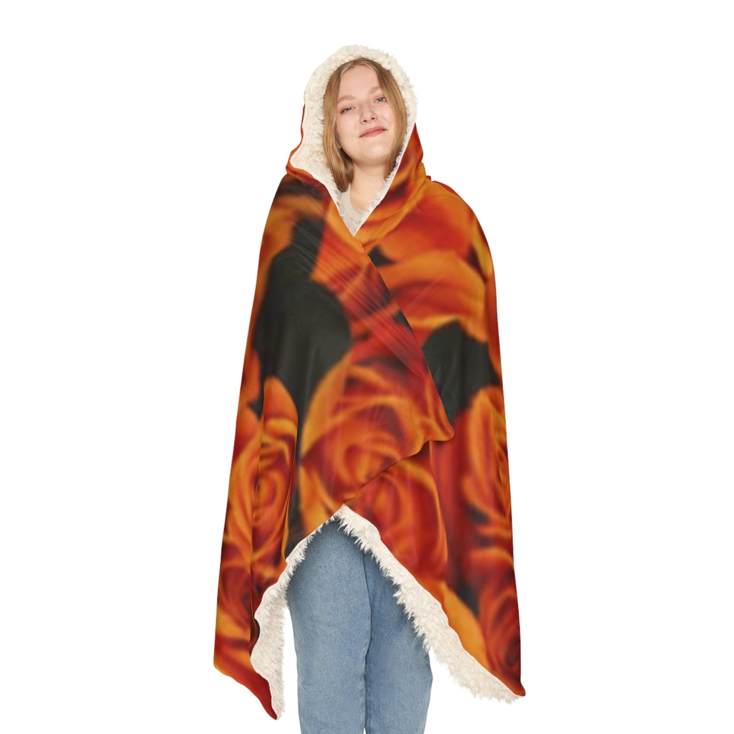 Orange Roses Hood Blanket