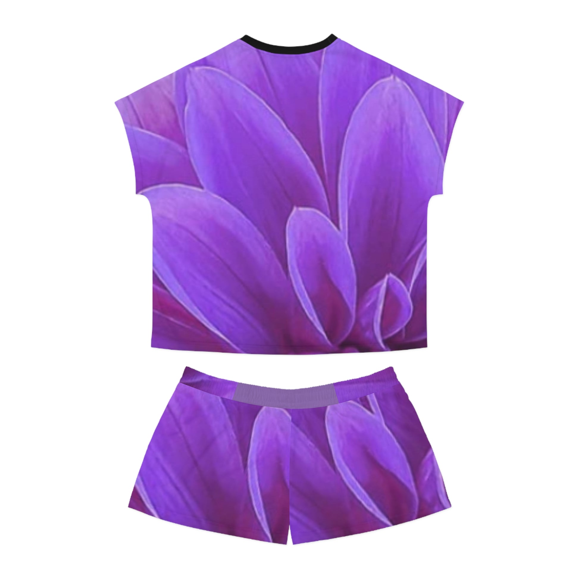 Purple Dahlia Floral Pajama Set for Women