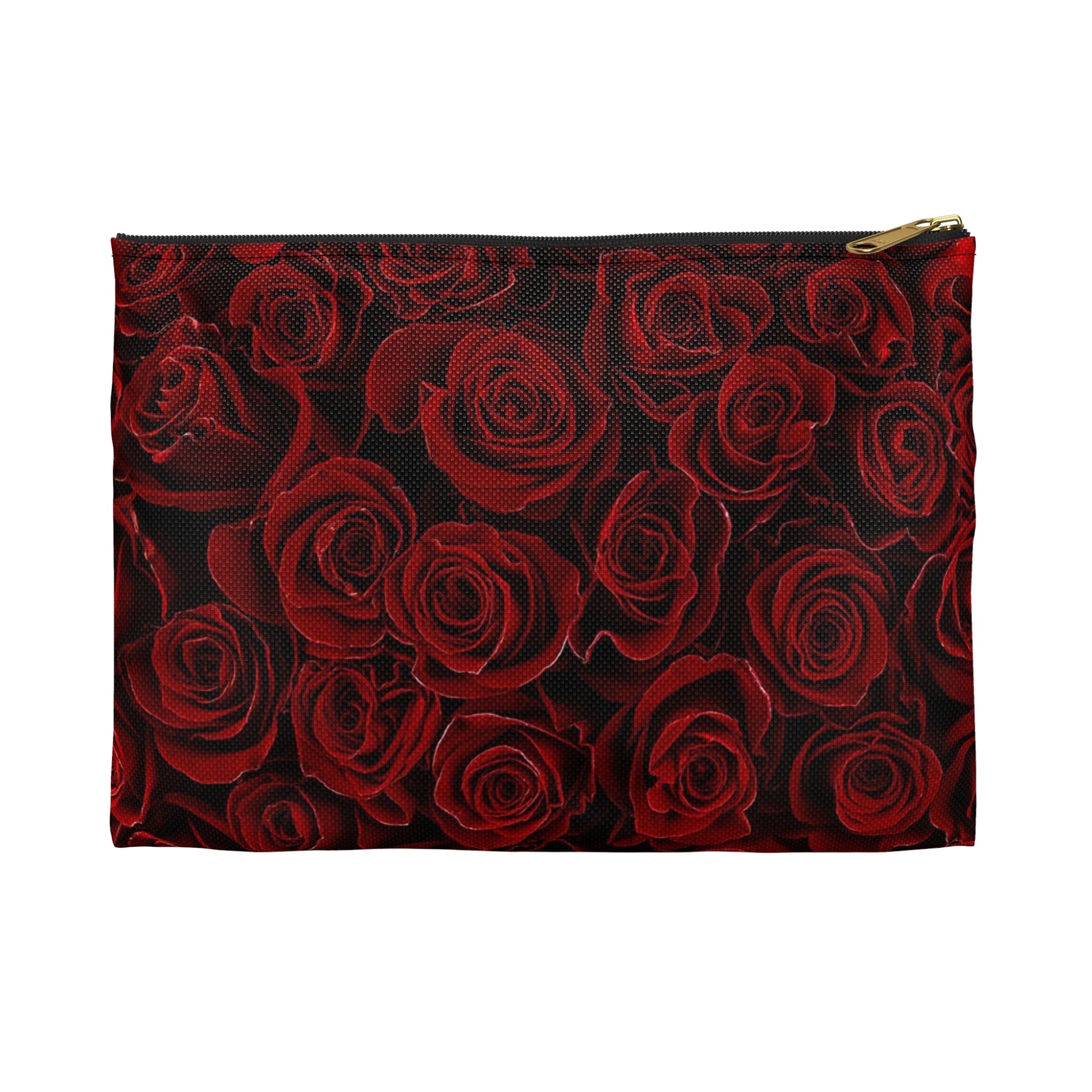 Red Roses Floral Accessory Pouch – Bold & Romantic