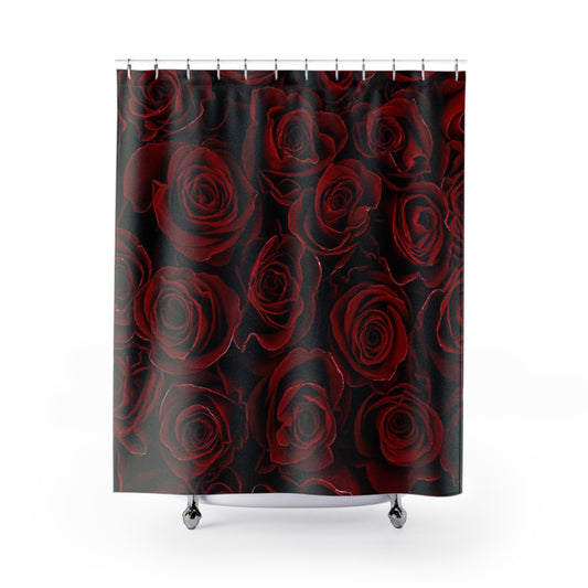 Red Roses Floral Shower Curtain for Romantic Bathroom Look