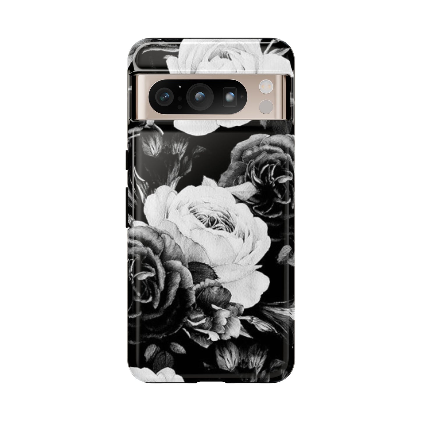 Black and White Floral Tough Phone Case
