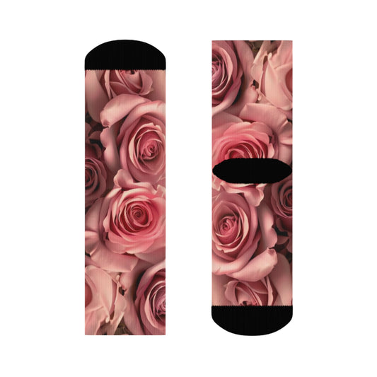 Pink Roses Crew Socks