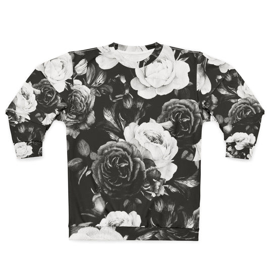 Black & White Floral Crewneck Sweatshirt – Custom Cut & Sewn