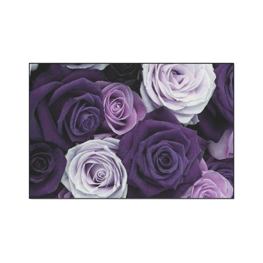Heavy Duty Floral Floor Mat Purple Roses | Stylish Durable Rug