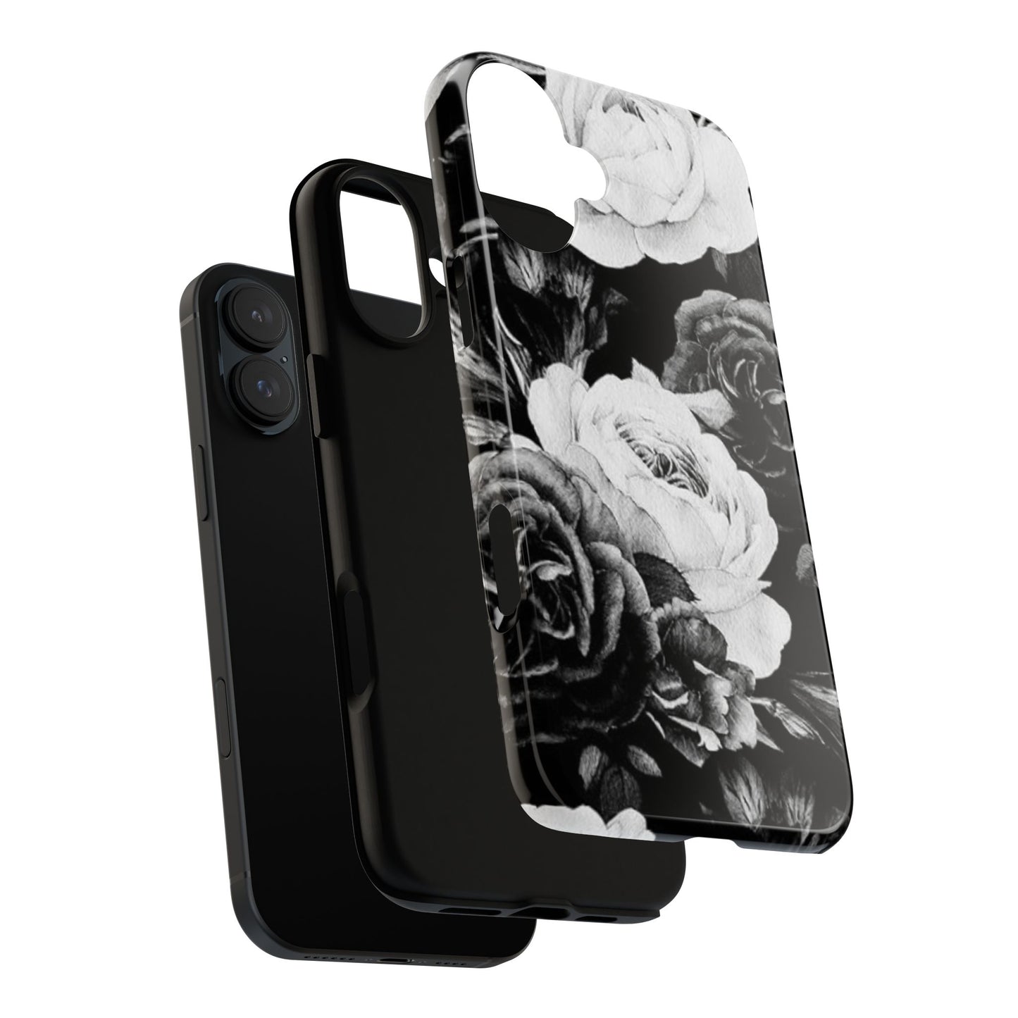 Black and White Floral Tough Phone Case
