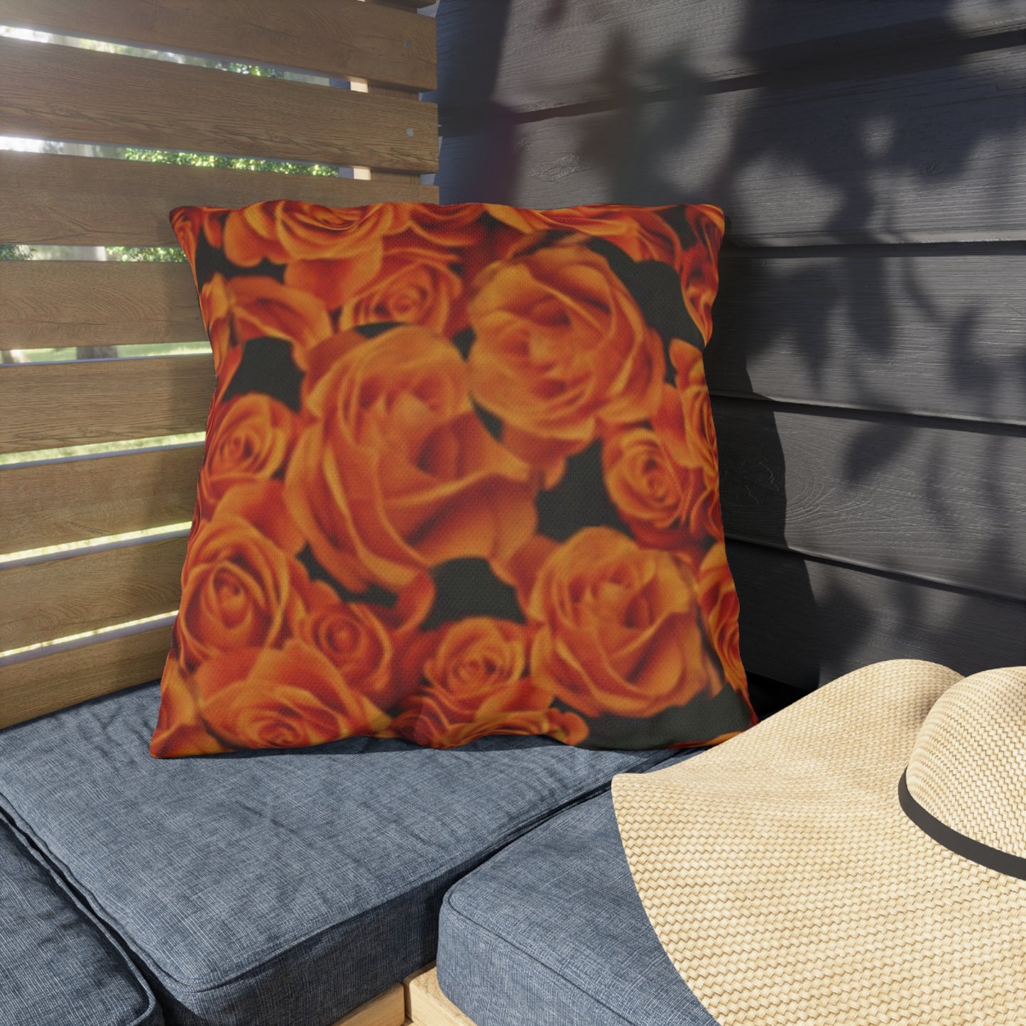 Orange Roses Outdoor Pillow