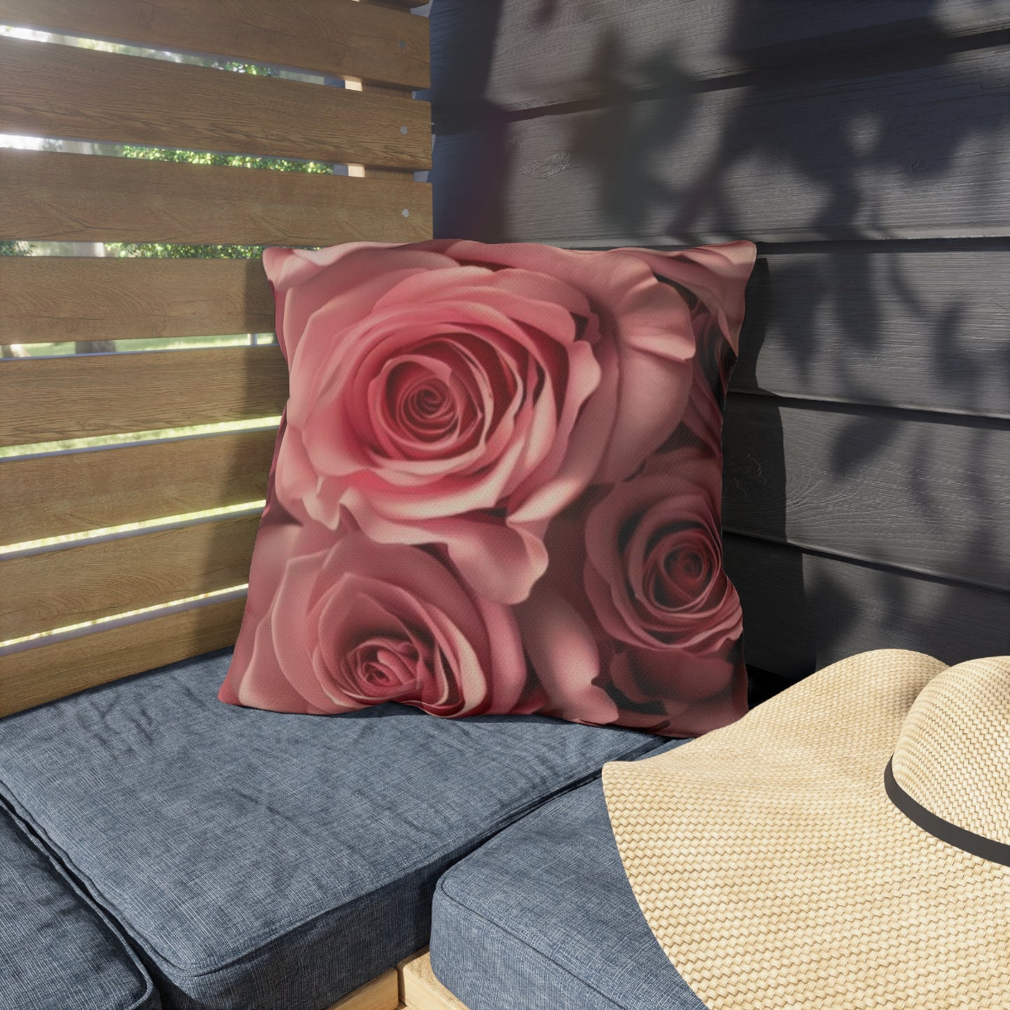 Pink Roses Outdoor Pillow