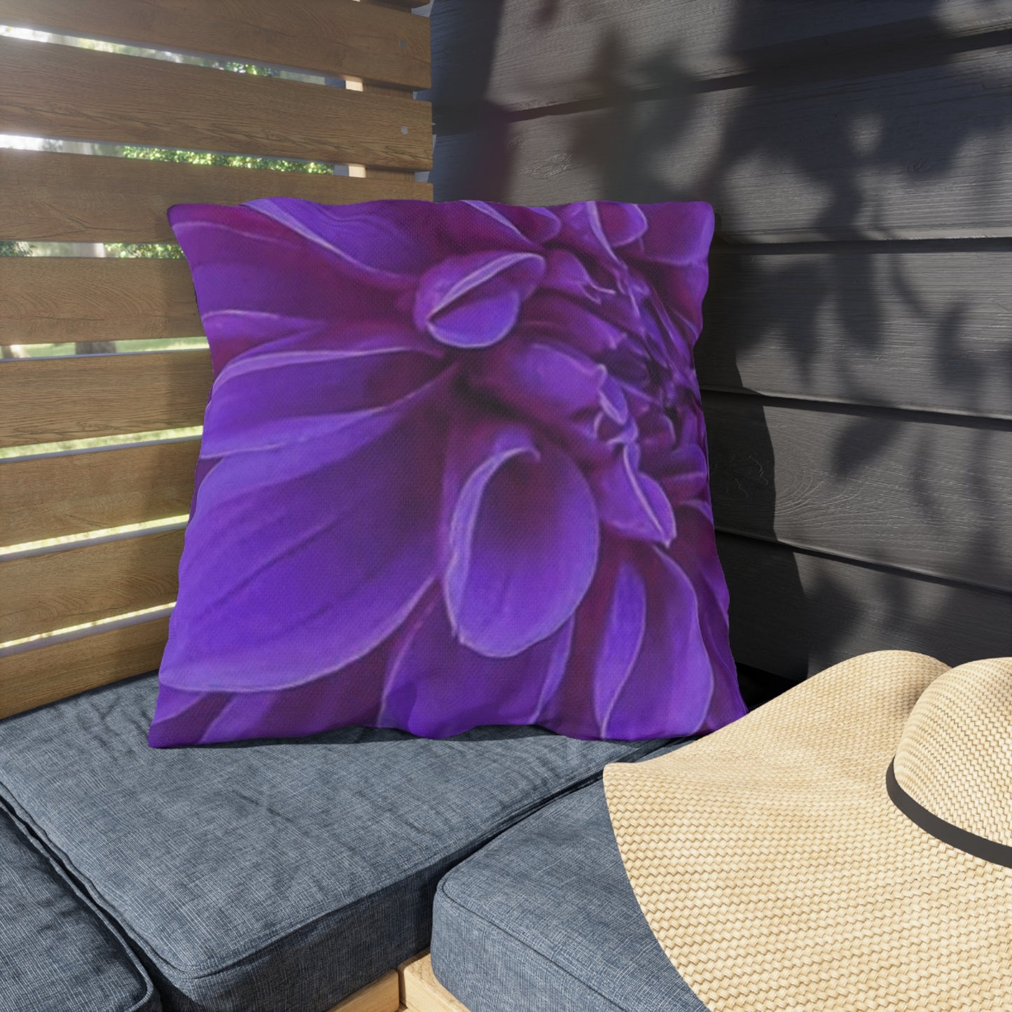 Purple Dahlia Outdoor Pillow