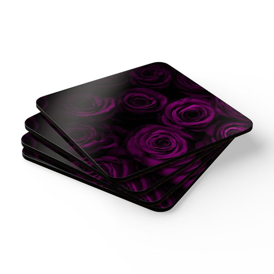 Dark Purple Roses Coaster Set