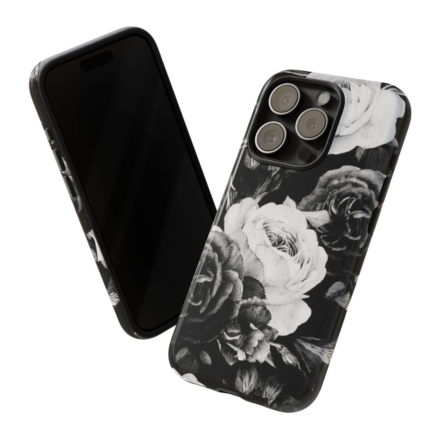 Black and White Floral Tough Phone Case