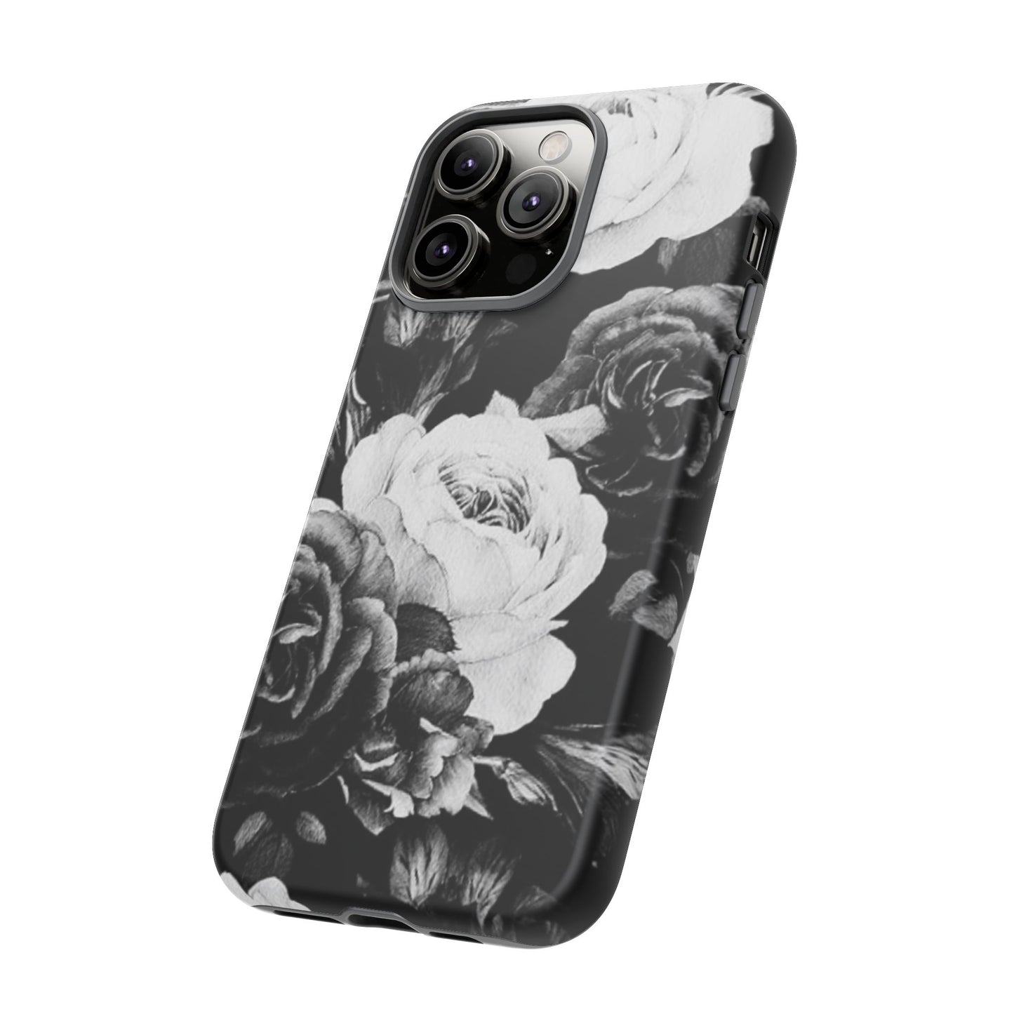 Black and White Floral Tough Phone Case