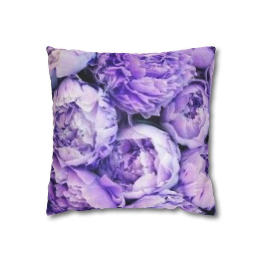 Purple Peony Floral Square Pillowcase