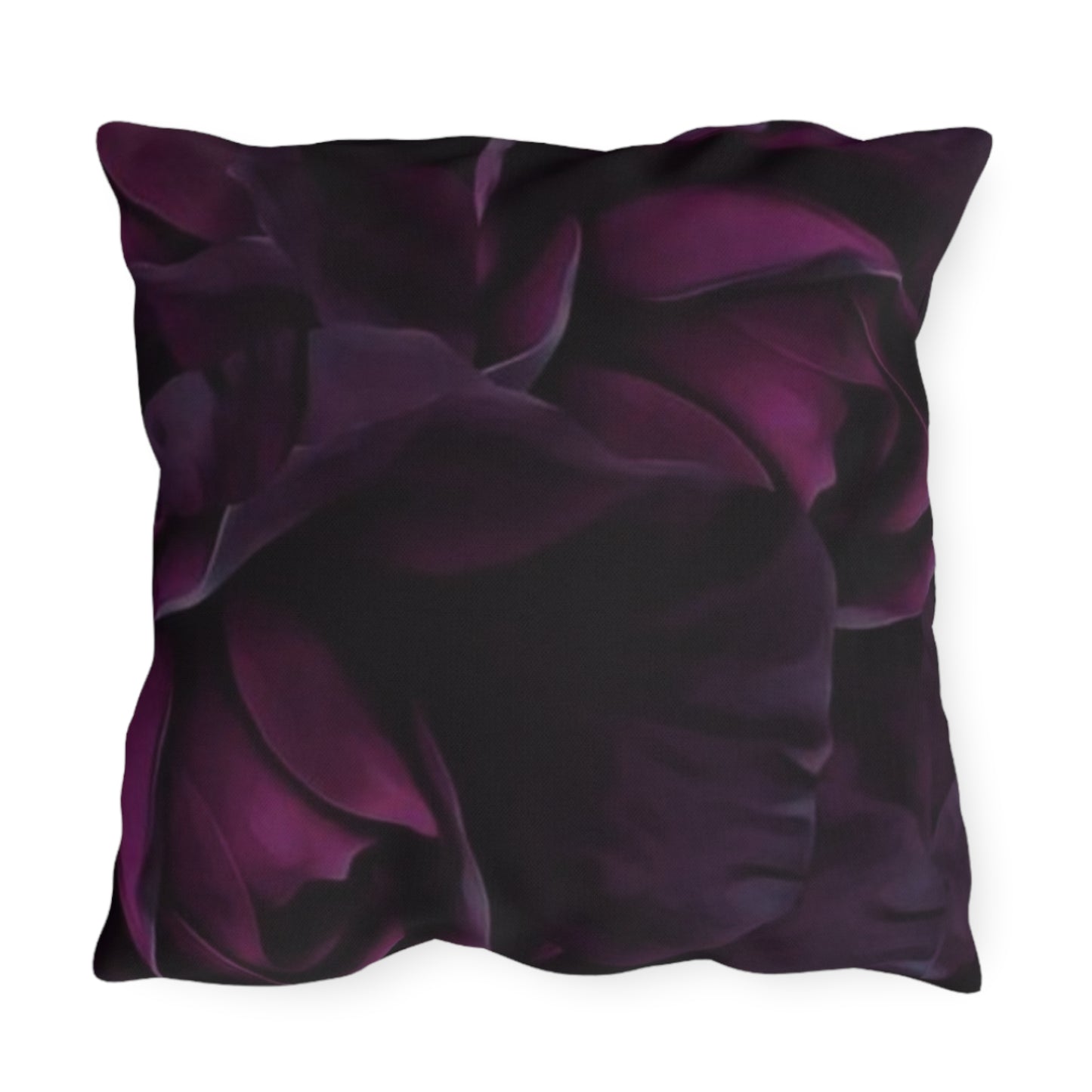 Dark Purple Floral Outdoor Pillow