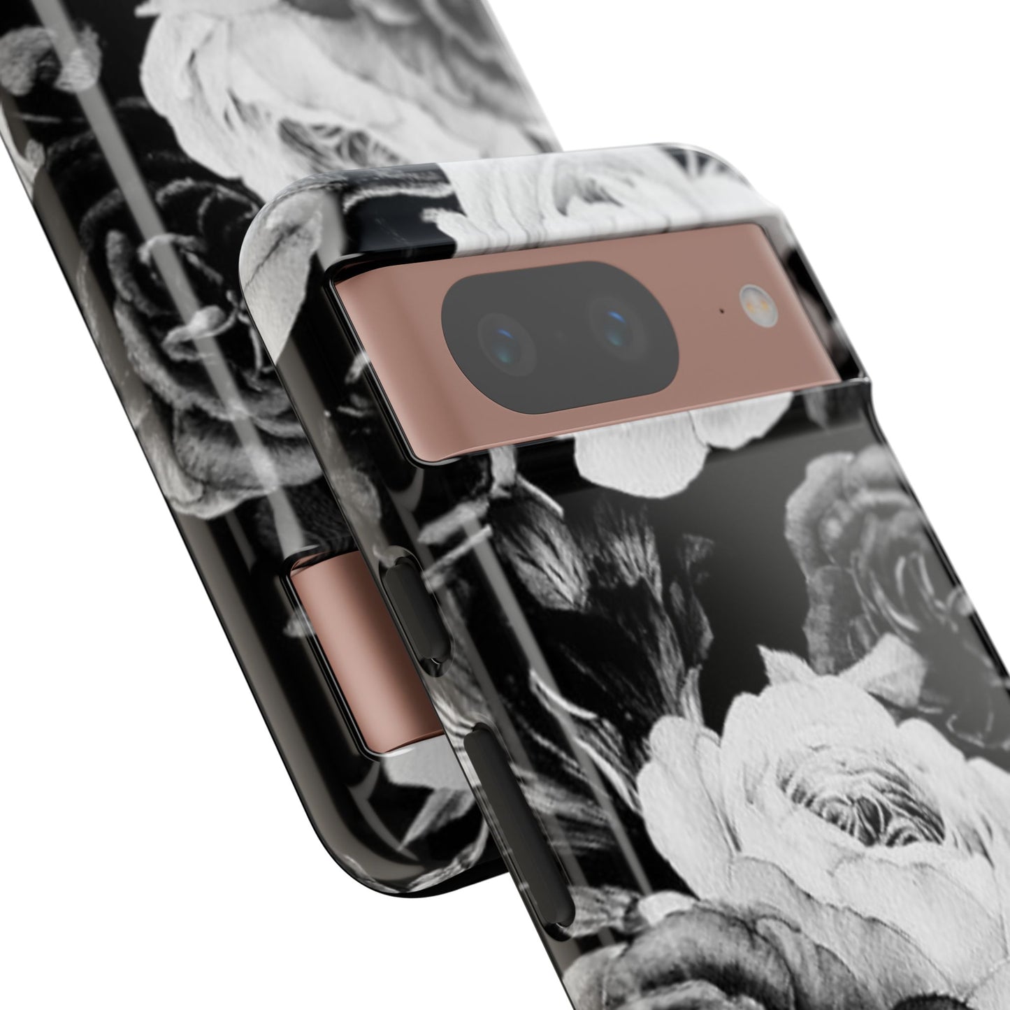 Black and White Floral Tough Phone Case
