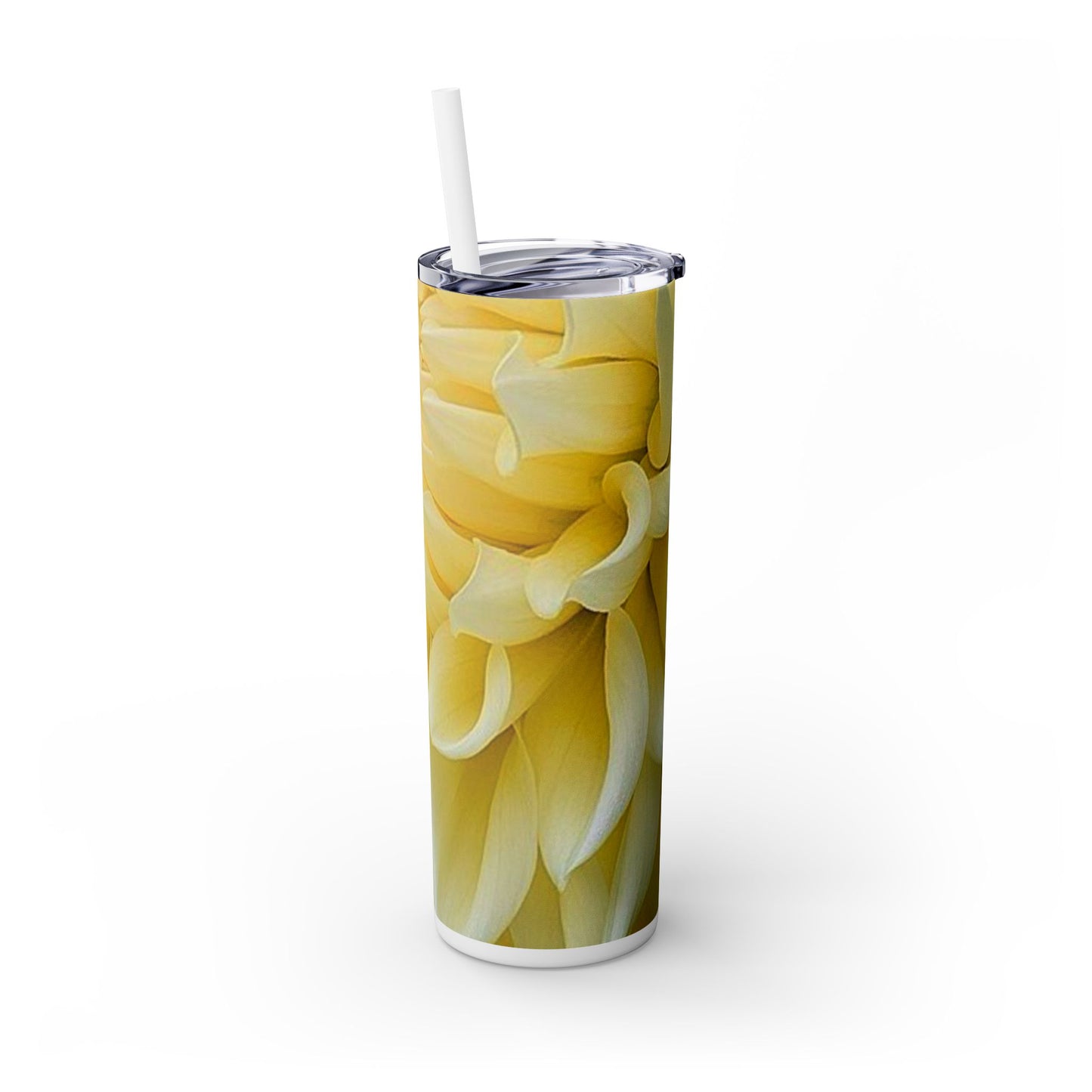 Yellow Dahlia Skinny Tumbler with Straw, 20oz