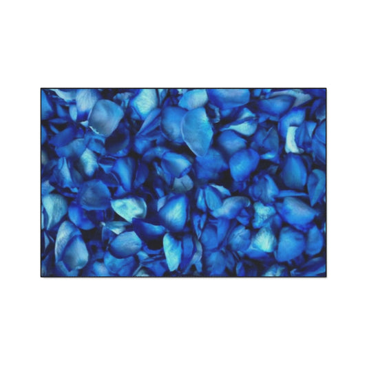 Heavy Duty Floral Floor Mat Blue Petals | Durable Non-Slip Rug