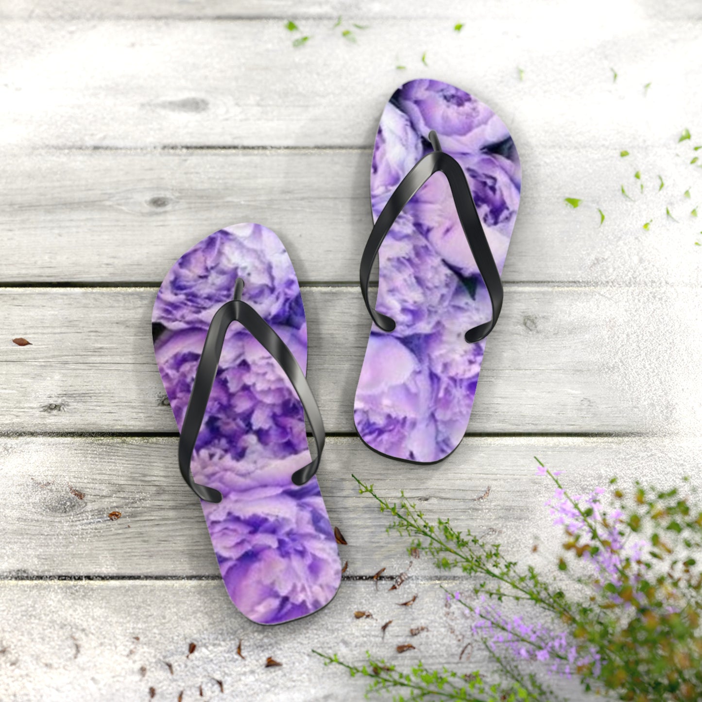 Purple Peony Flip Flops