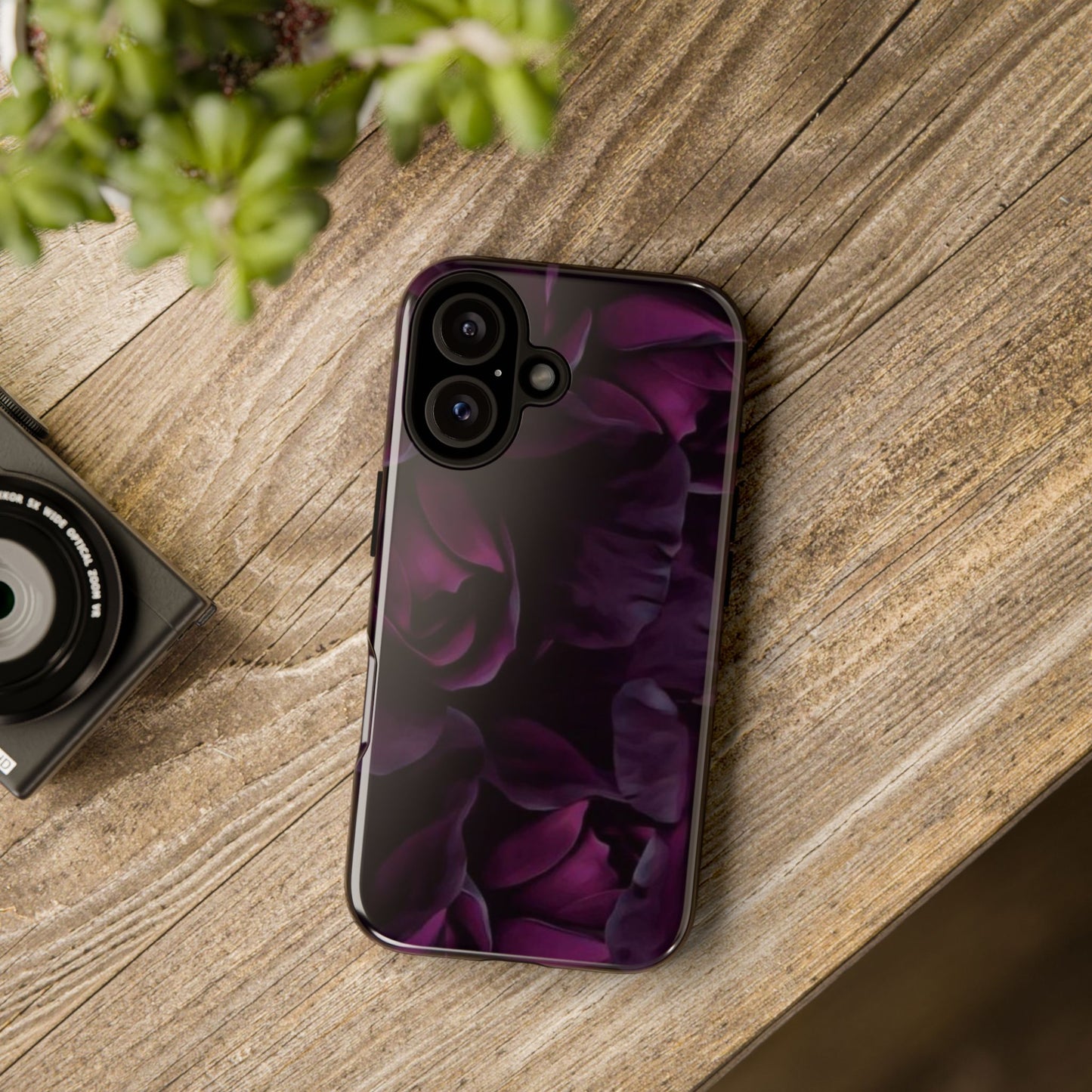 Dark Purple Floral Tough Phone Case