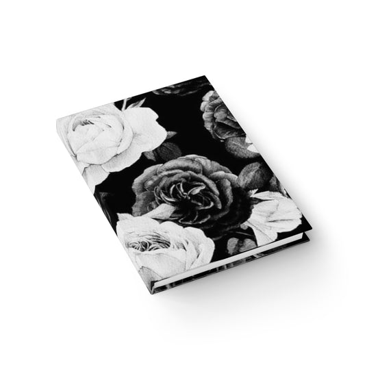 Black and White Floral Design Journal - Ruled Line