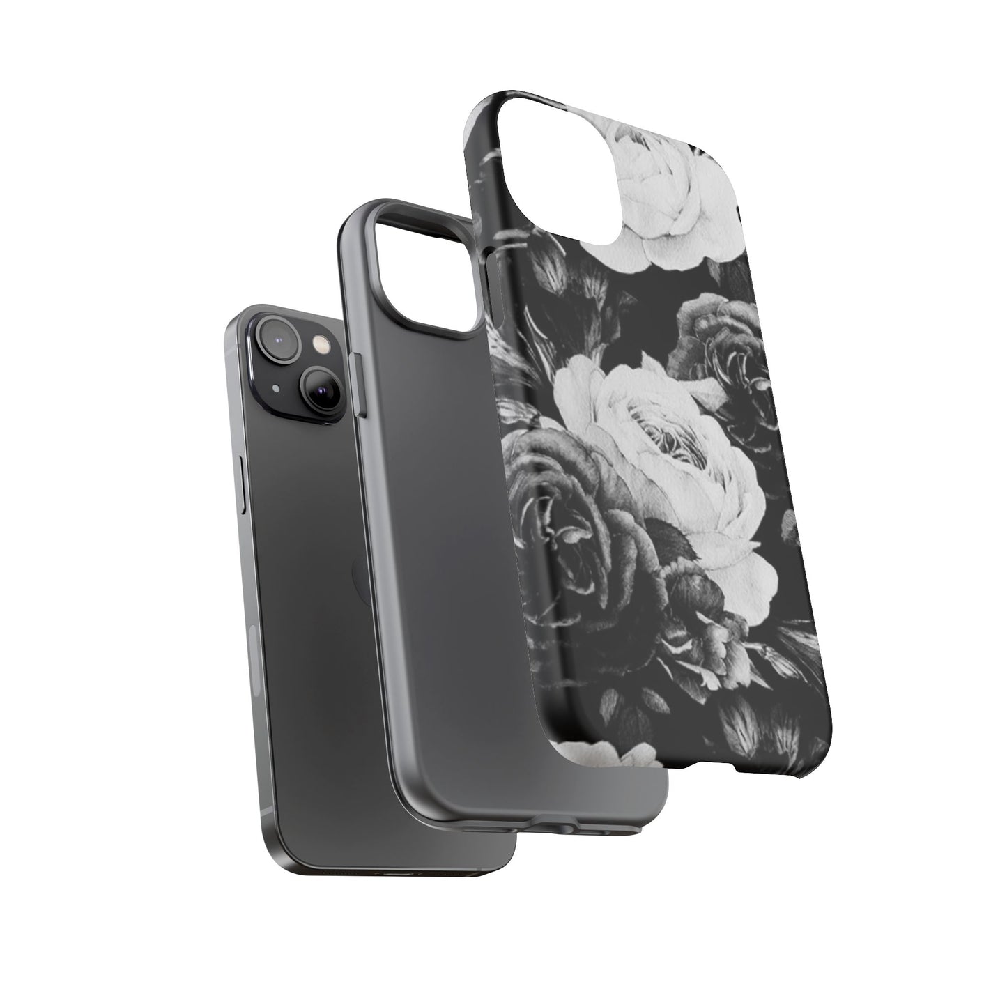 Black and White Floral Tough Phone Case
