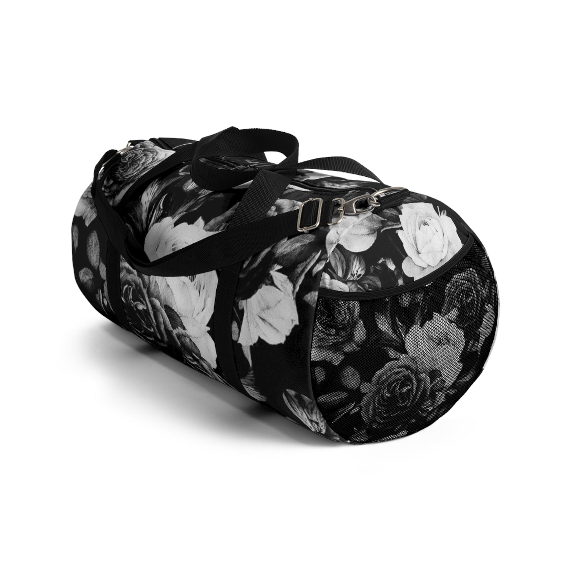 Black & White Floral Duffel Bag for Gym