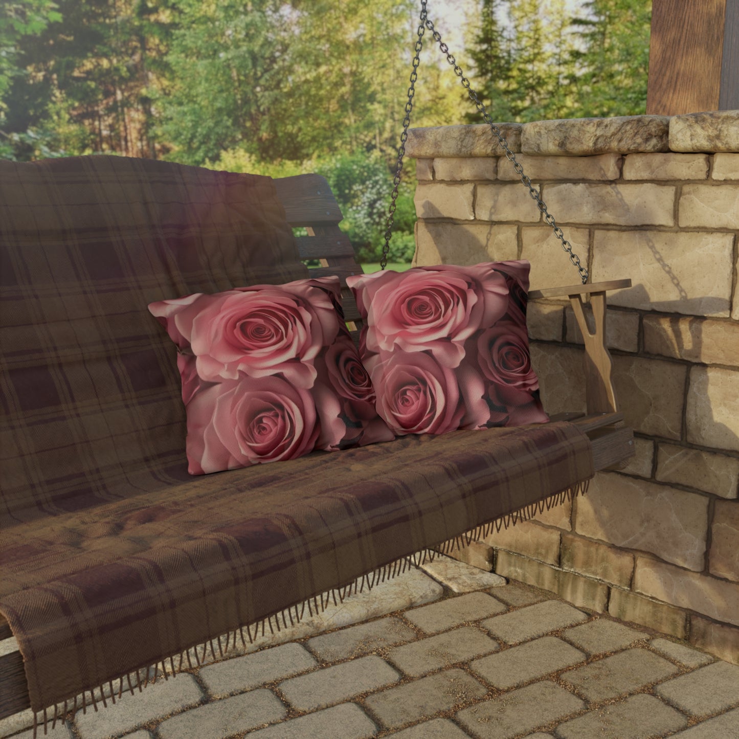 Pink Roses Outdoor Pillow