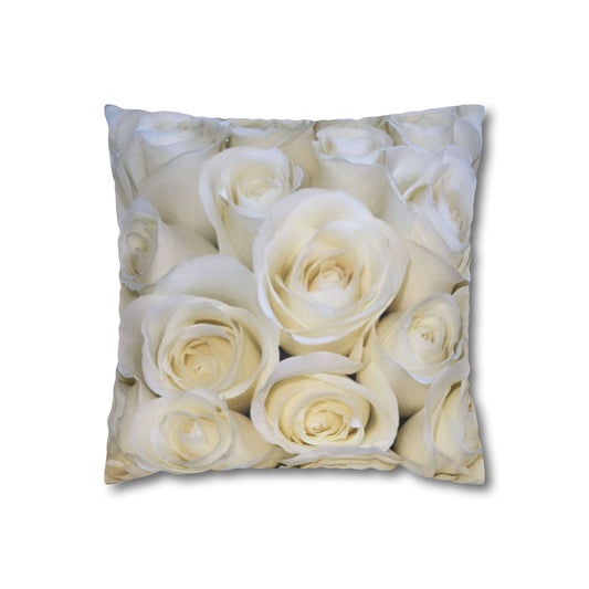 White Roses Floral Square Pillowcase

