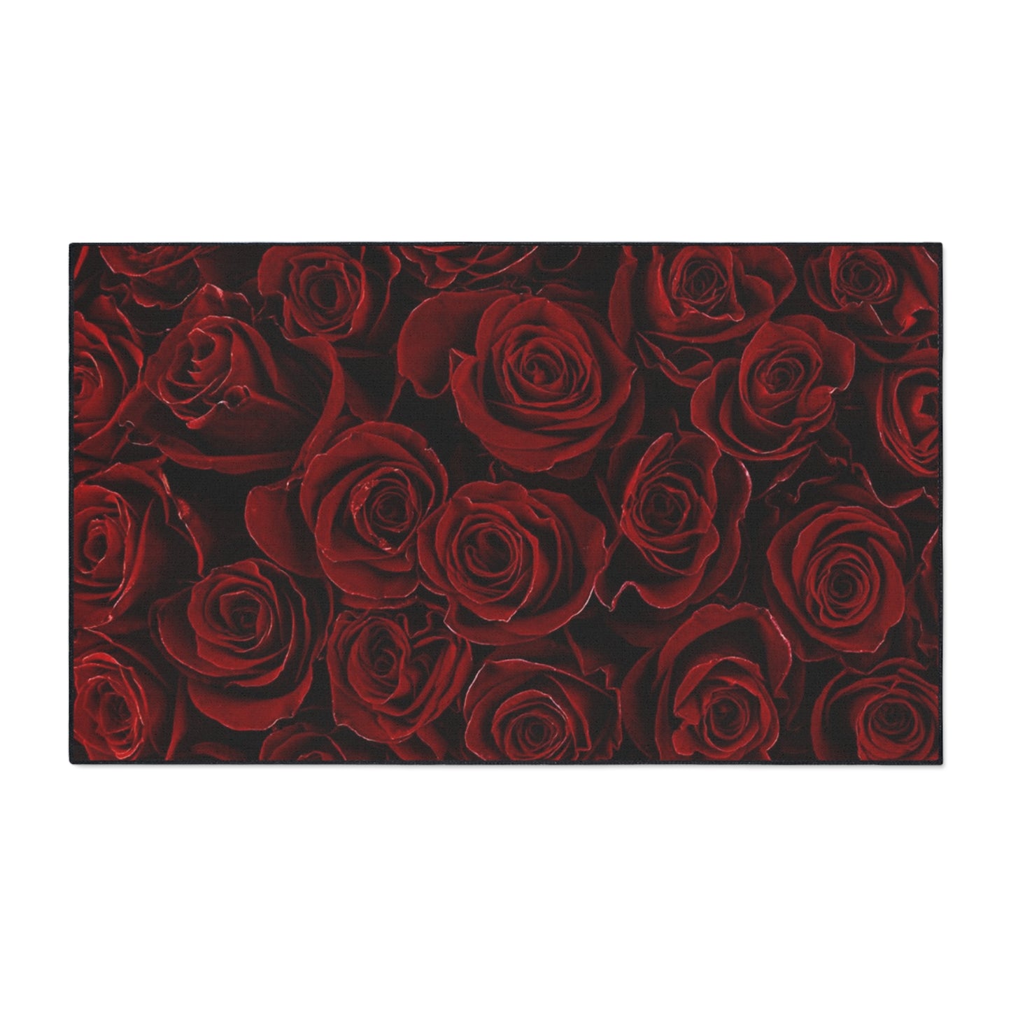 Heavy Duty Floral Floor Mat Red Roses | Durable Non-Slip Rug for Home