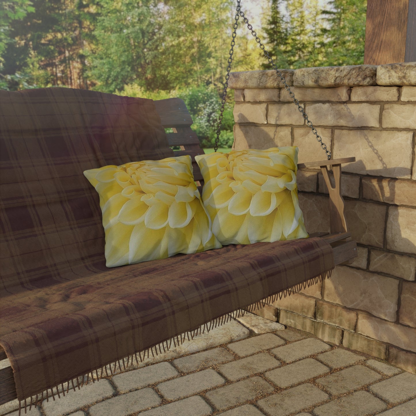 Yellow Dahlia Outdoor Pillow