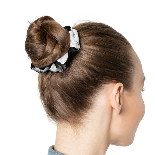 Black and White Floral Design Scrunchie