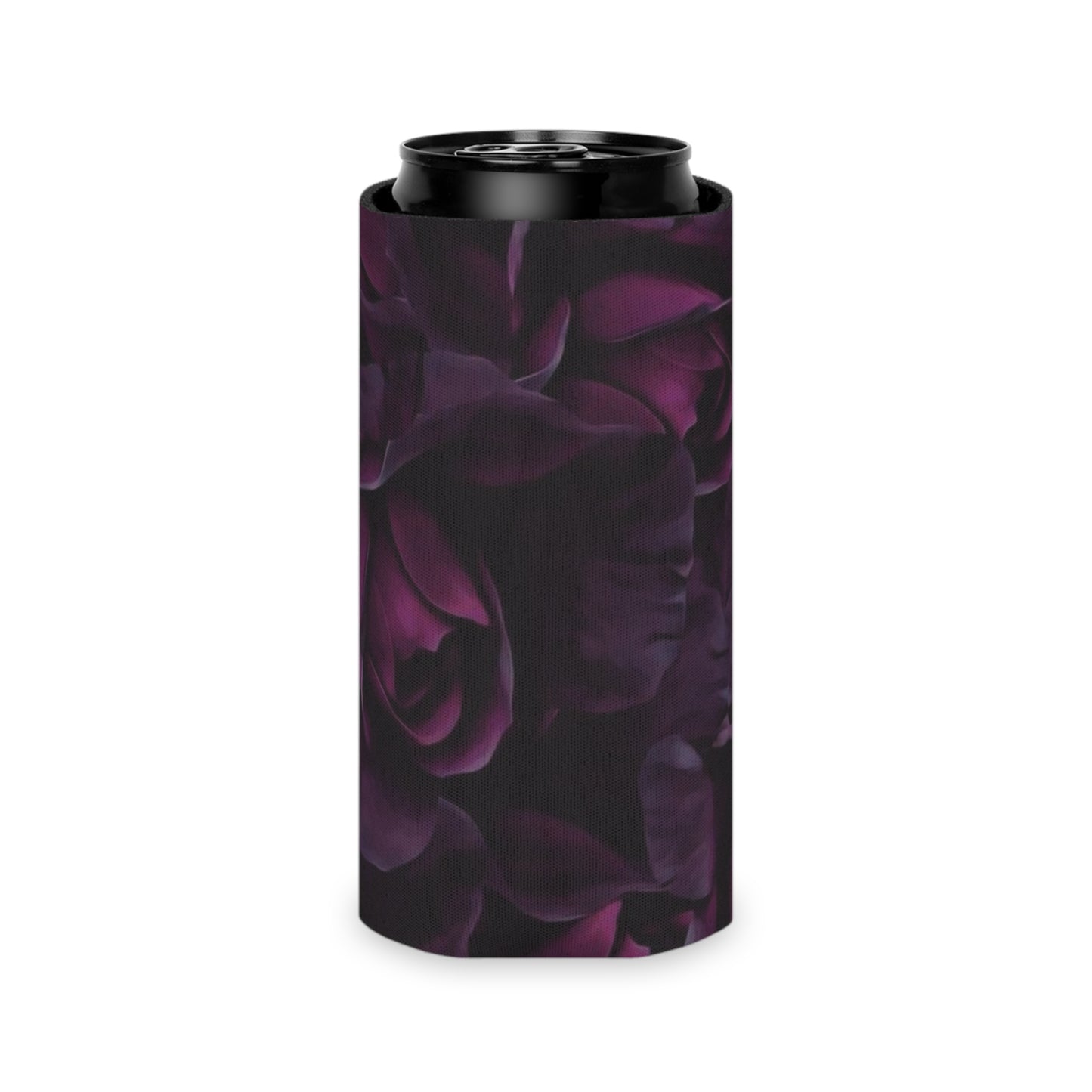 Dark Purple Floral Can Cooler