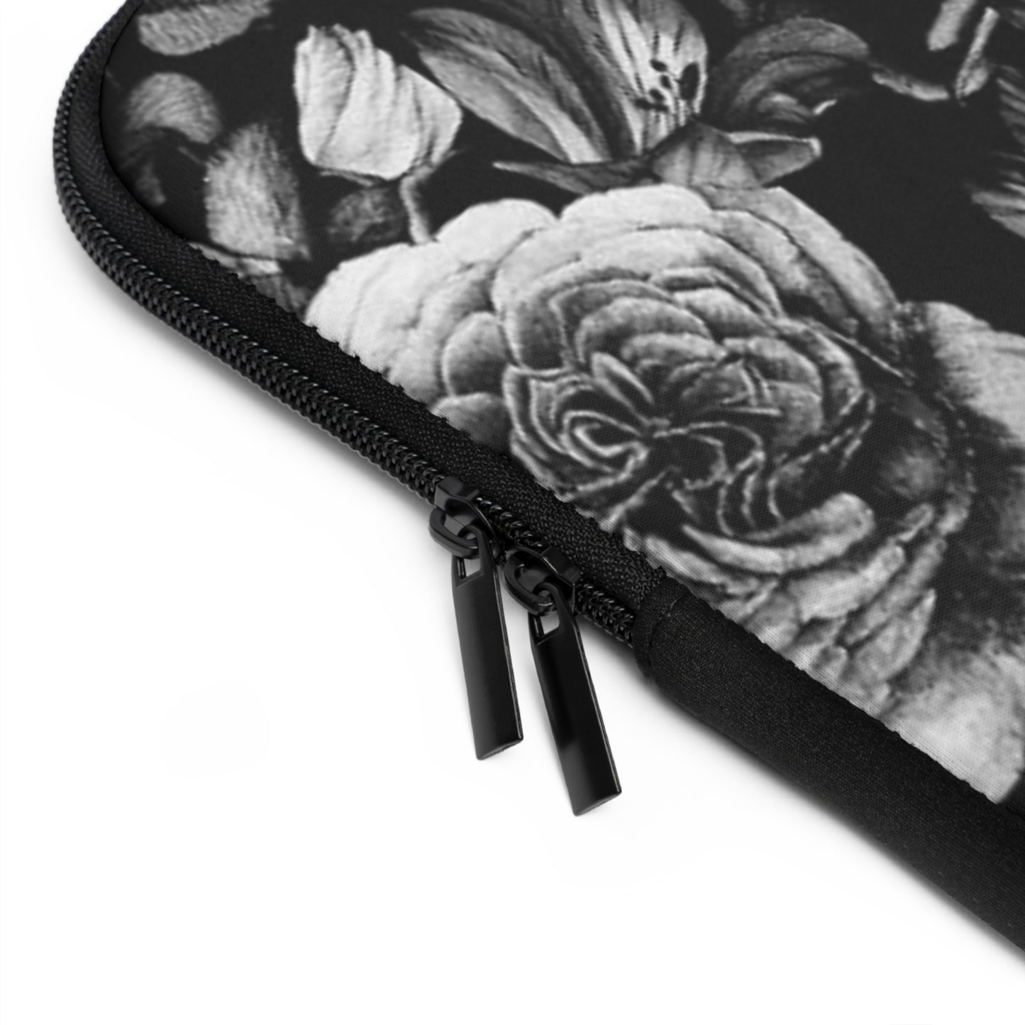 Black and White Floral Design Laptop Sleeve